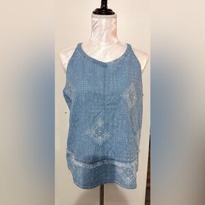 Copper Key Blue Patterned Tank Top Handkerchief pattern